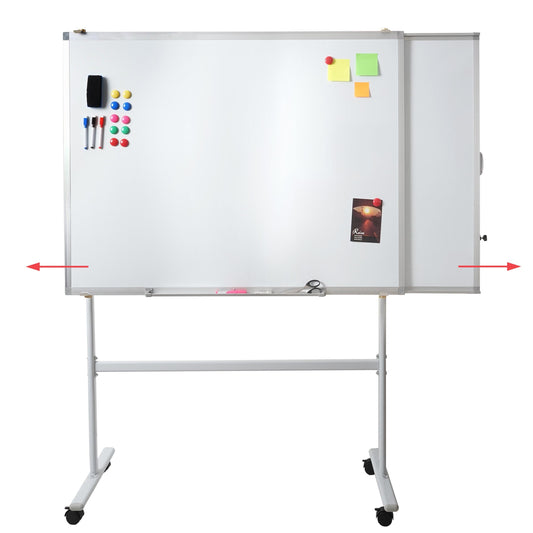 Cosmo Casa - Whiteboard - Uitschuifbaar Magnetisch Memobord & Prikbord - Verrijdbaar & Oprolbaar - 167×186 cm