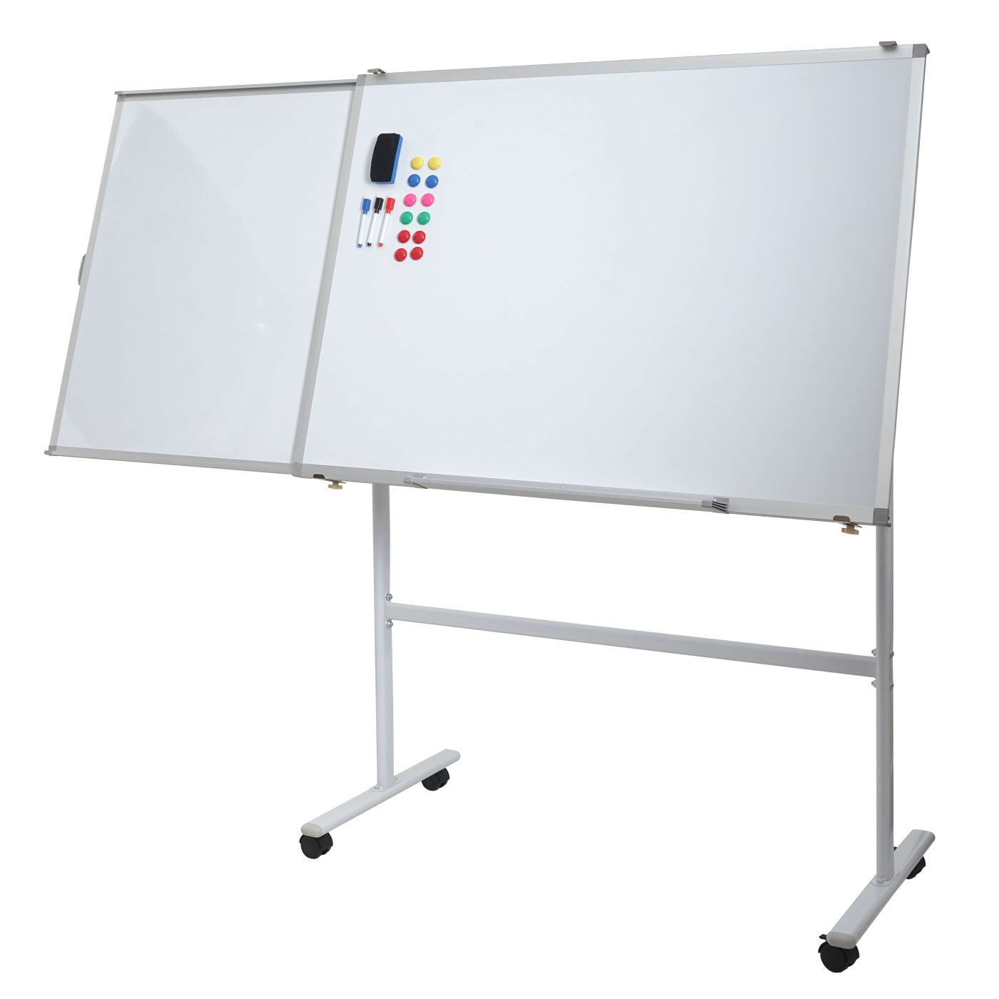 Cosmo Casa - Whiteboard - Uitschuifbaar Magnetisch Memobord & Prikbord - Verrijdbaar & Oprolbaar - 167×186 cm