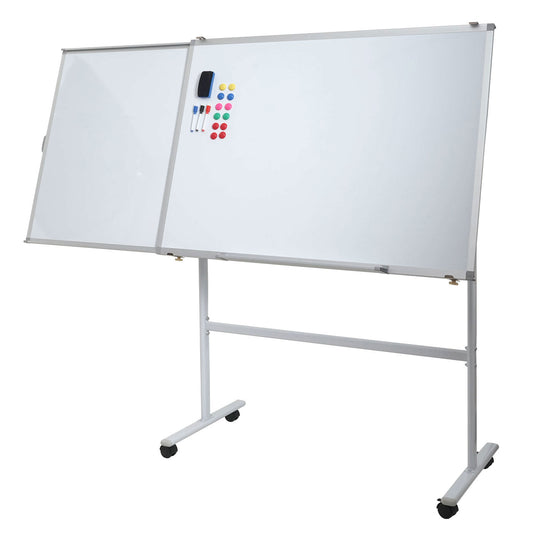 Cosmo Casa - Whiteboard - Uitschuifbaar Magnetisch Memobord & Prikbord - Verrijdbaar & Oprolbaar - 167×186 cm