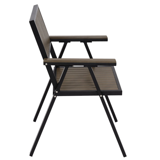 Cosmo Casa - Set van 2 Tuinstoelen - Balkonstoel - Aluminium Houtlook Frame - Zwart & Grijs