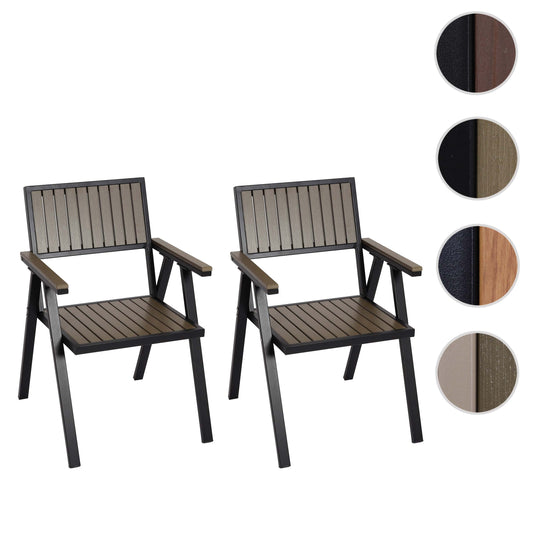 Cosmo Casa - Set van 2 Tuinstoelen - Balkonstoel - Aluminium Houtlook Frame - Zwart & Grijs