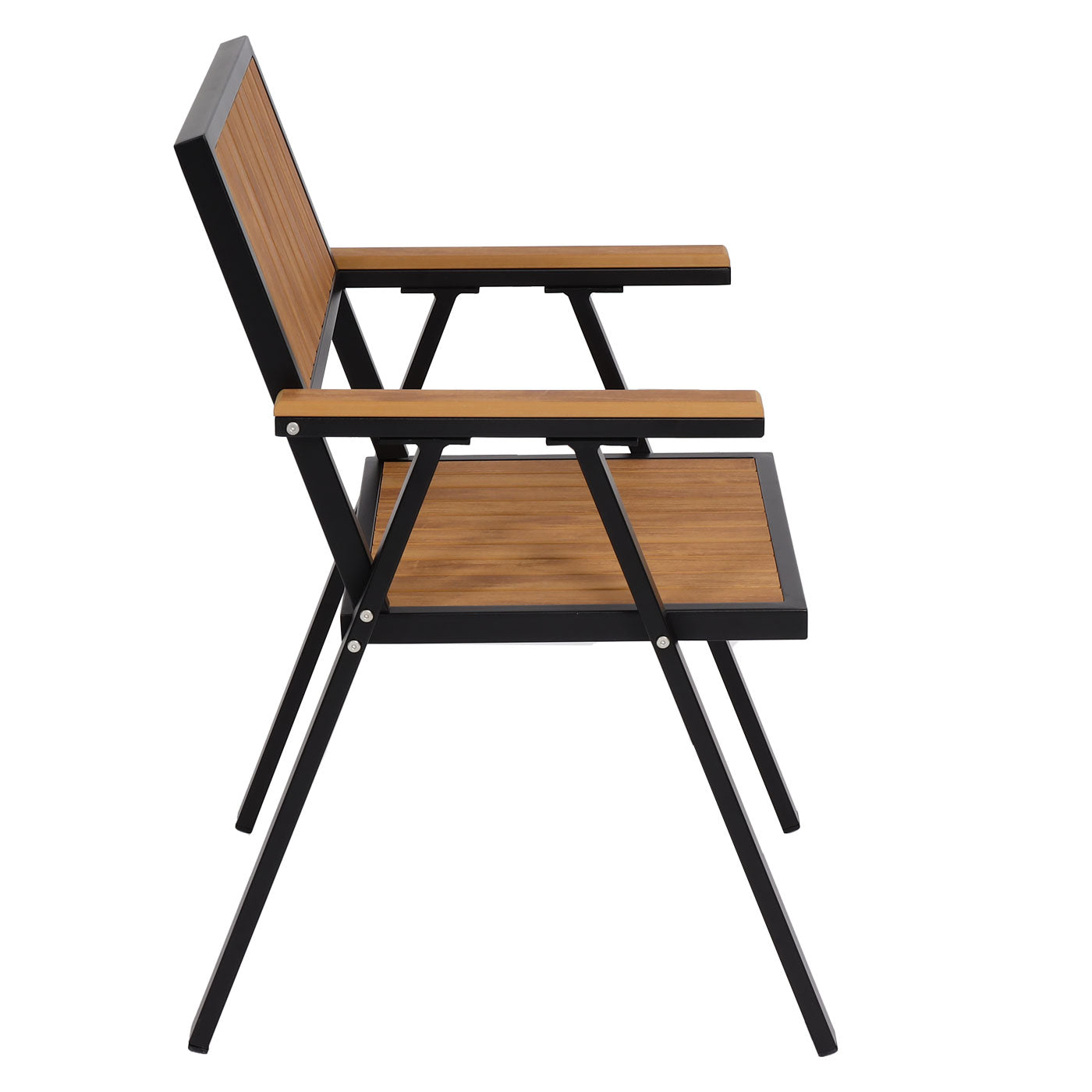 Cosmo Casa - Set van 2 Tuinstoelen - Balkonstoel - Aluminium Houtlook Frame - Zwart & Teak