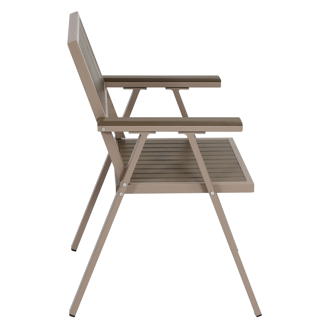Cosmo Casa - Set van 2 Tuinstoelen - Balkonstoel - Aluminium Houtlook Frame - Champagne & Grijs