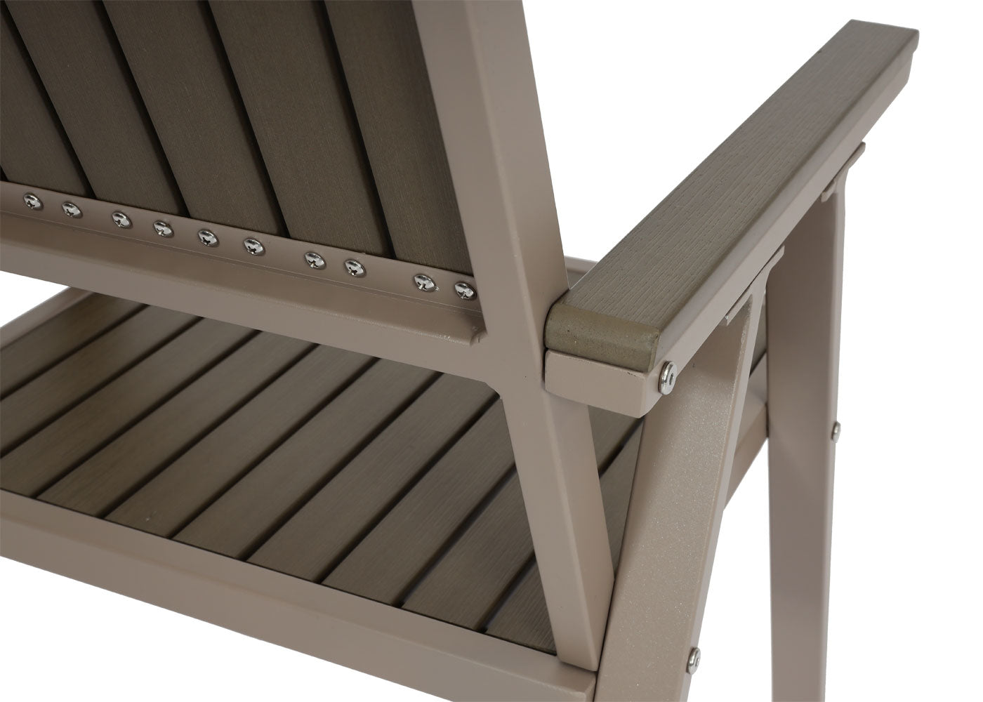 Cosmo Casa - Set van 2 Tuinstoelen en Tafel - Gastro Outdoor Coating - Aluminium Houtlook - Champagne & Grijs