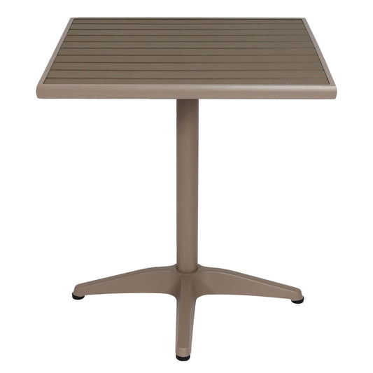 Cosmo Casa - Set van 2 Tuinstoelen en Tafel - Gastro Outdoor Coating - Aluminium Houtlook - Champagne & Grijs