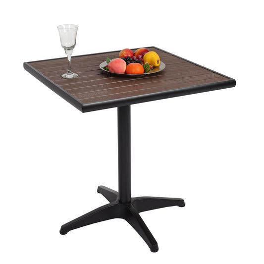 Cosmo Casa - Tuintafel - Bistrotafel met Buitencoating - Aluminium Houtlook - Zwart & Donkerbruin