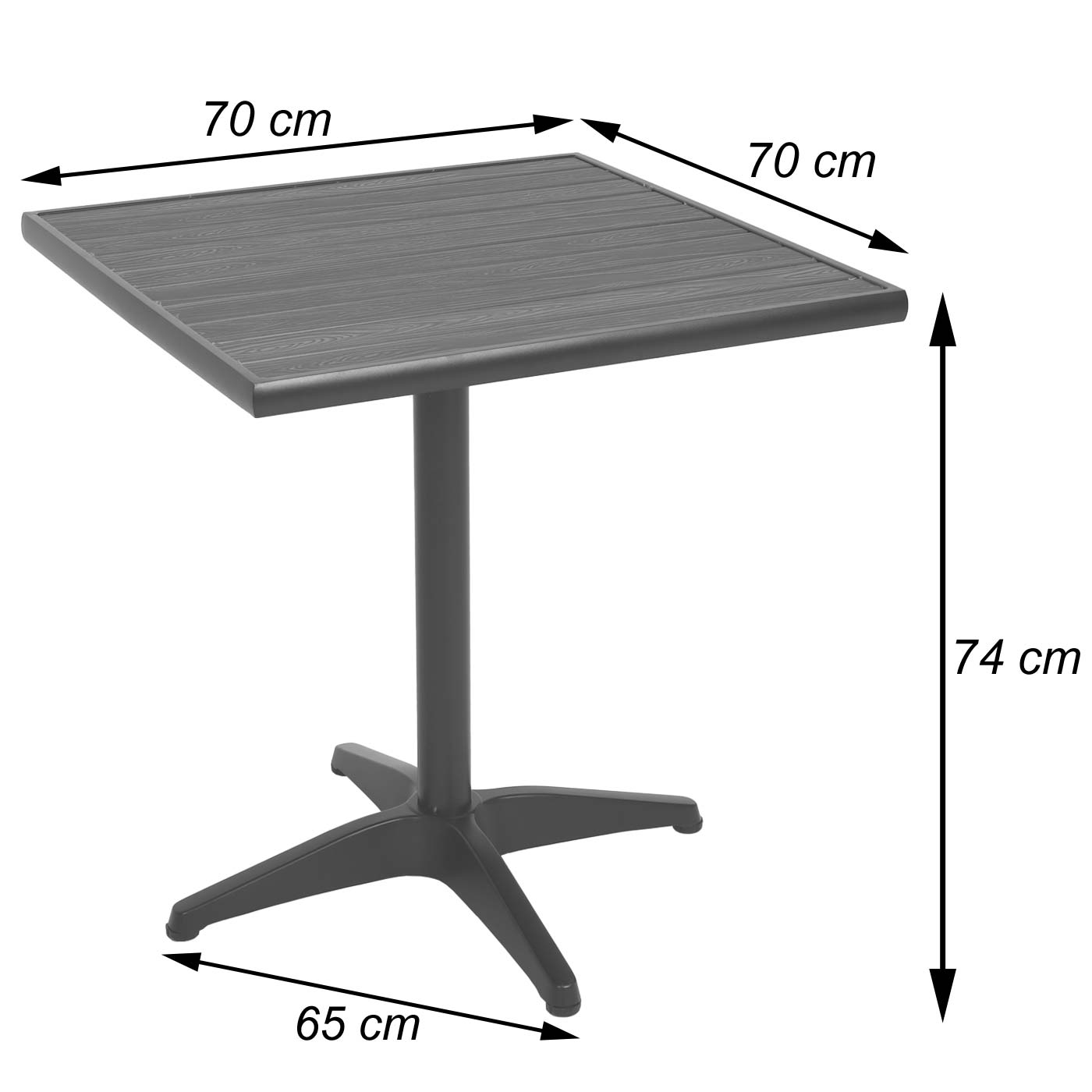 Cosmo Casa - Tuintafel - Bistrotafel met Buitencoating - Aluminium Houtlook - Zwart & Grijs