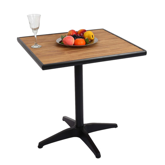 Cosmo Casa - Tuintafel - Bistrotafel met Buitencoating - Aluminium Houtlook - Zwart & Teakbruin