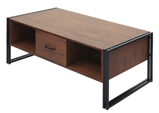 Cosmo Casa - Salontafel - 3D-structuur - Metaal - Wilde eik look - 45×110×60 cm