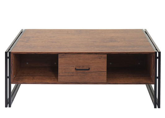 Cosmo Casa - Salontafel - 3D-structuur - Metaal - Wilde eik look - 45×110×60 cm