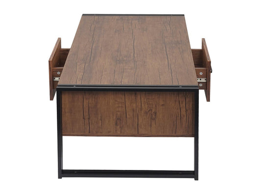 Cosmo Casa - Salontafel - 3D-structuur - Metaal - Wilde eik look - 45×110×60 cm