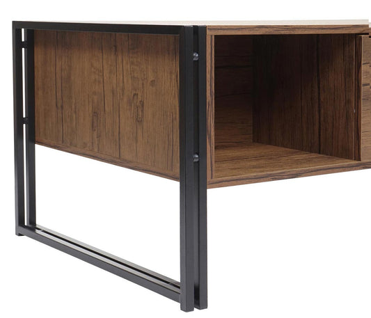 Cosmo Casa - Salontafel - 3D-structuur - Metaal - Wilde eik look - 45×110×60 cm