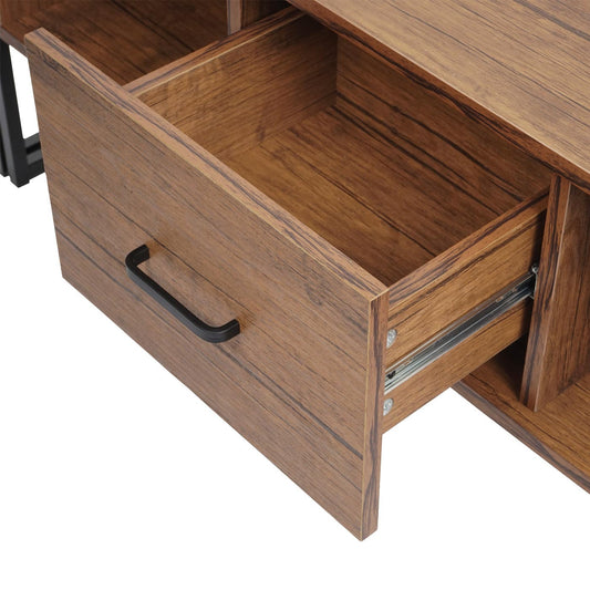 Cosmo Casa - Salontafel - 3D-structuur - Metaal - Wilde eik look - 45×110×60 cm