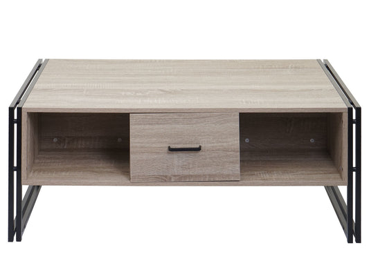Cosmo Casa - Salontafel - 3D-structuur - Metaal - Eikenlook - 45×110×60 cm