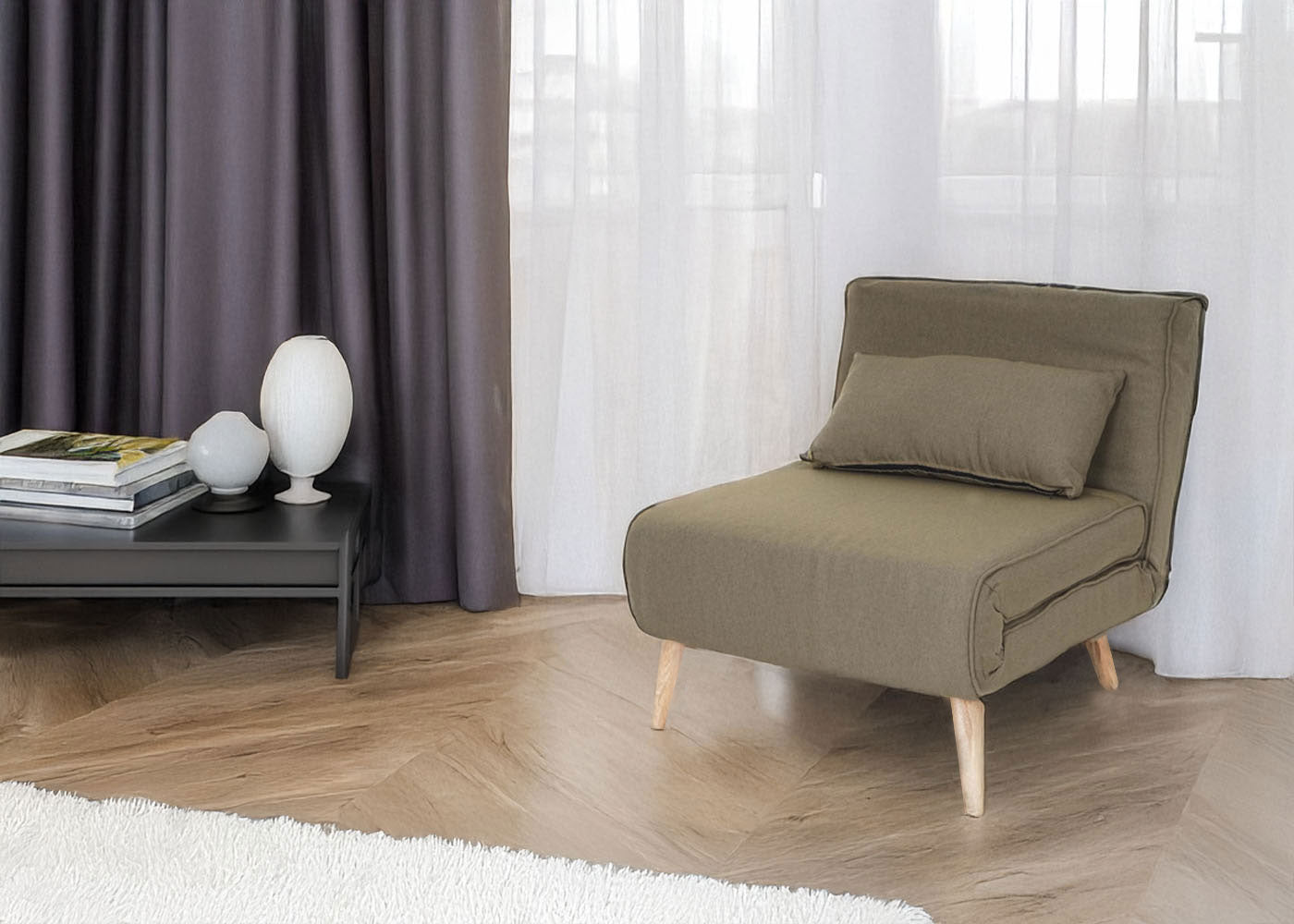 Cosmo Casa - Slaapstoel - Multifunctioneel - Textiel - Crème-Beige