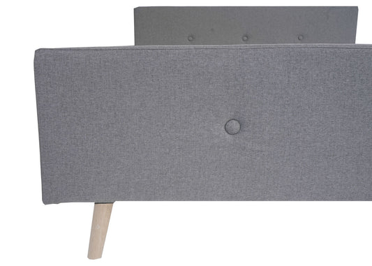 Cosmo Casa - Gestoffeerd Bed - Met lattenbodem - Massief hout - Grijs - 160×200 cm