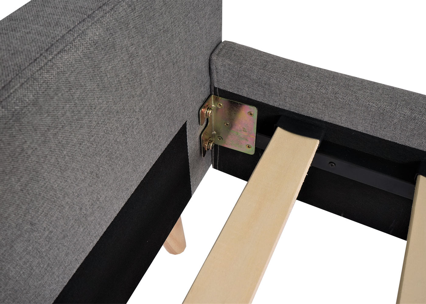 Cosmo Casa - Gestoffeerd Bed - Met lattenbodem - Massief hout - Grijs - 160×200 cm