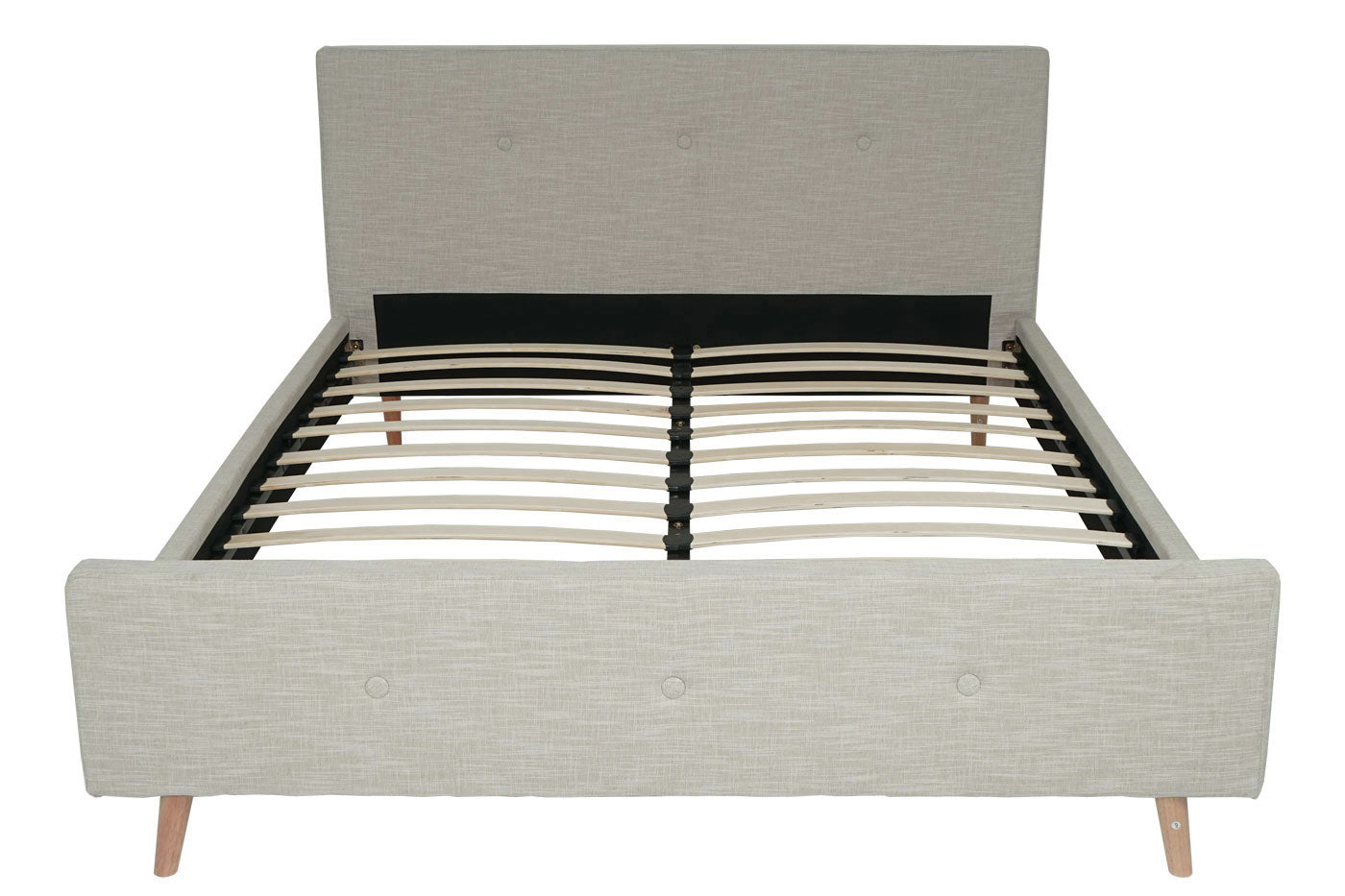 Cosmo Casa - Gestoffeerd Bed - Met lattenbodem - Massief hout - Crème-Beige - 160×200 cm