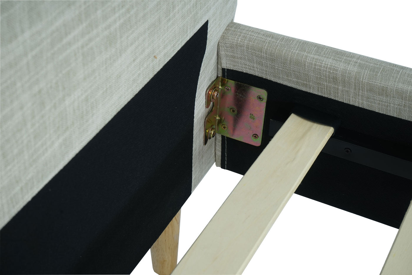 Cosmo Casa - Gestoffeerd Bed - Met lattenbodem - Massief hout - Crème-Beige - 160×200 cm