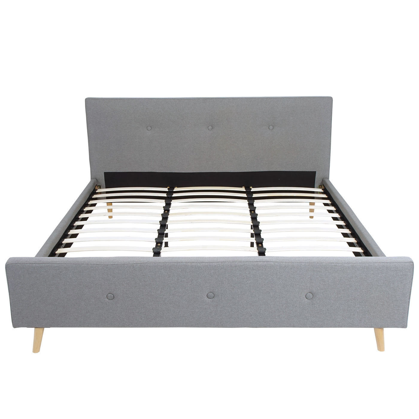 Cosmo Casa - Gestoffeerd Bed - Met lattenbodem - Massief hout - Grijs - 180×200 cm