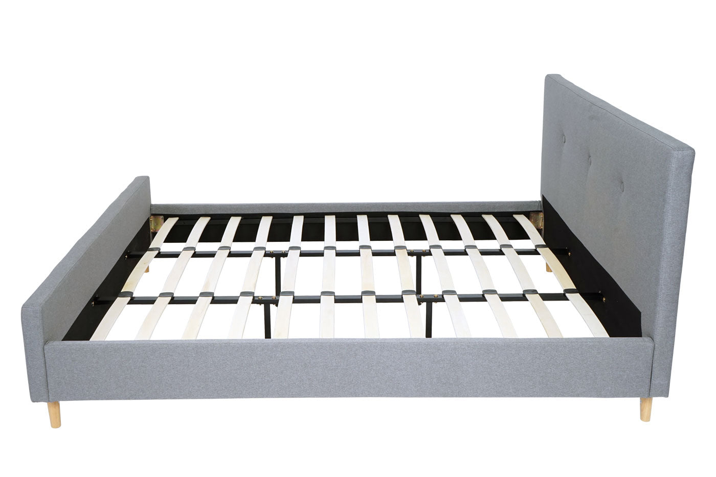 Cosmo Casa - Gestoffeerd Bed - Met lattenbodem - Massief hout - Grijs - 180×200 cm