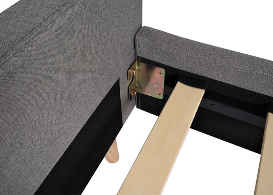 Cosmo Casa - Gestoffeerd Bed - Met lattenbodem - Massief hout - Grijs - 180×200 cm