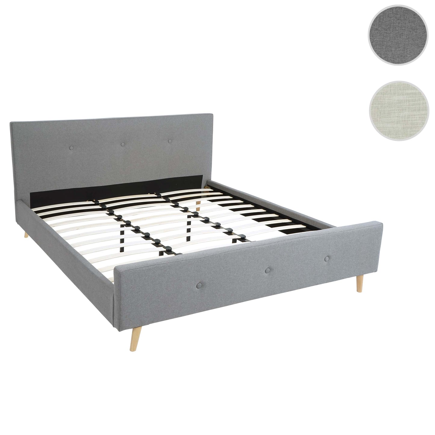 Cosmo Casa - Gestoffeerd Bed - Met lattenbodem - Massief hout - Grijs - 180×200 cm