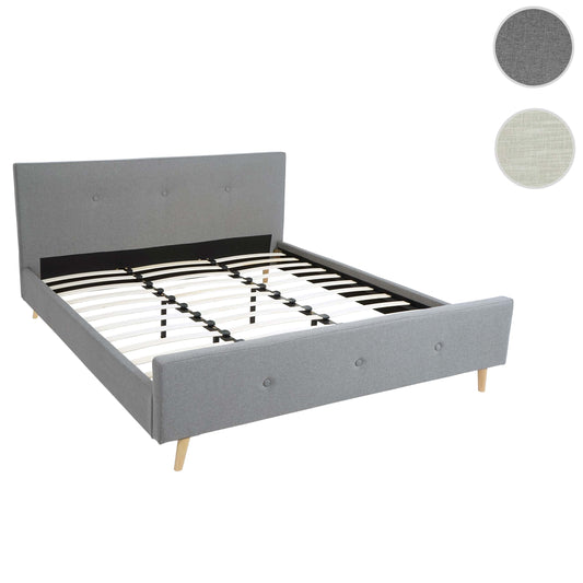 Cosmo Casa - Gestoffeerd Bed - Met lattenbodem - Massief hout - Grijs - 180×200 cm