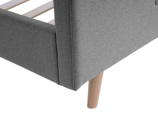 Cosmo Casa - Gestoffeerd Bed - Met lattenbodem - Massief hout - Grijs - 180×200 cm