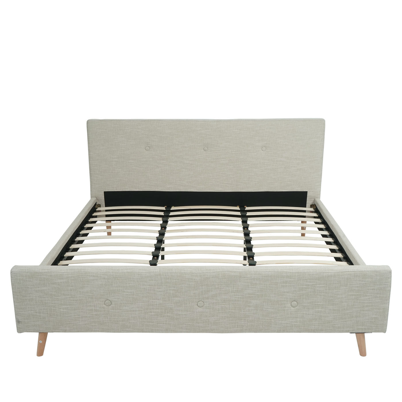 Cosmo Casa - Gestoffeerd Bed - Met lattenbodem - Massief hout - Crème-Beige - 180×200 cm