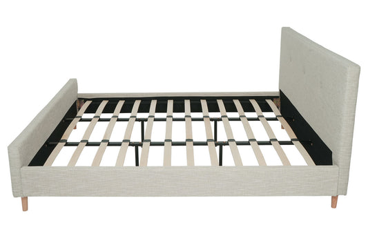 Cosmo Casa - Gestoffeerd Bed - Met lattenbodem - Massief hout - Crème-Beige - 180×200 cm
