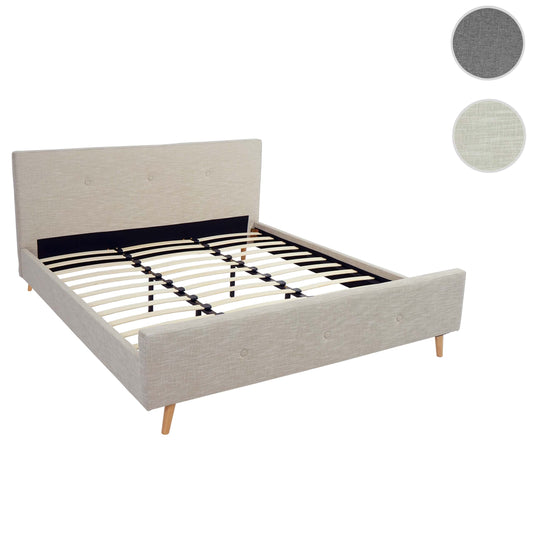 Cosmo Casa - Gestoffeerd Bed - Met lattenbodem - Massief hout - Crème-Beige - 180×200 cm
