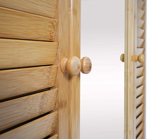Cosmo Casa - Spiegelkast - Badkamerspiegelkast Hangkast - Bamboe - 3 Planken & 3 Deuren & Spiegel - 60×60×15 cm