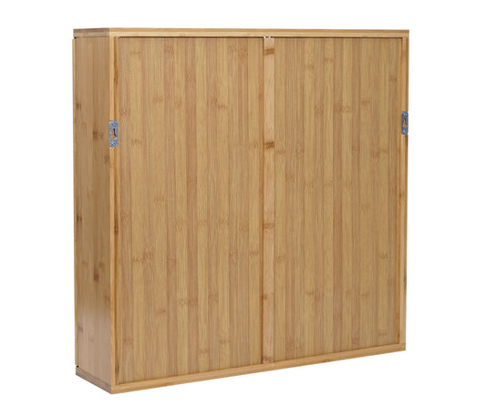 Cosmo Casa - Spiegelkast - Badkamerspiegelkast Hangkast - Bamboe - 3 Planken & 3 Deuren & Spiegel - 60×60×15 cm