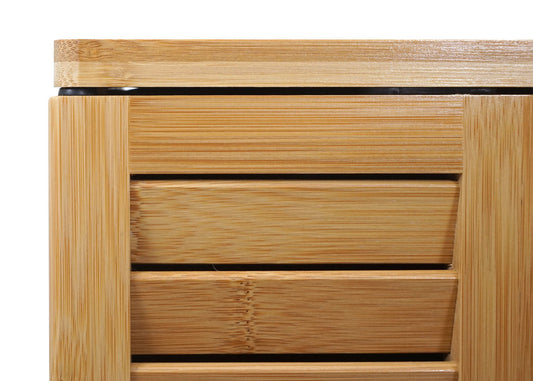 Cosmo Casa - Spiegelkast - Badkamerspiegelkast Hangkast - Bamboe - 3 Planken & 3 Deuren & Spiegel - 60×60×15 cm