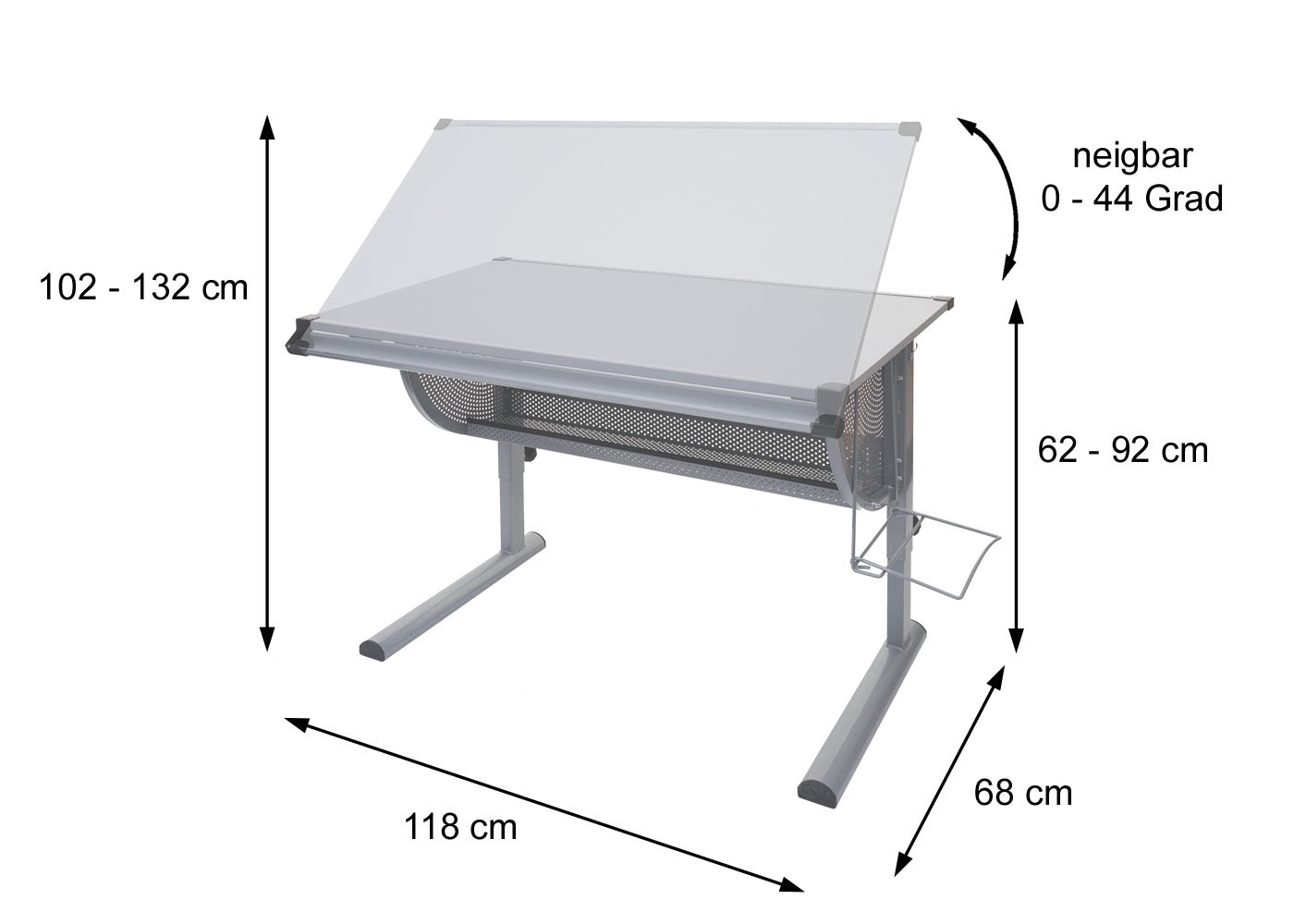 Cosmo Casa - Kinderbureau - Verstelbaar - Oxford - Grijs