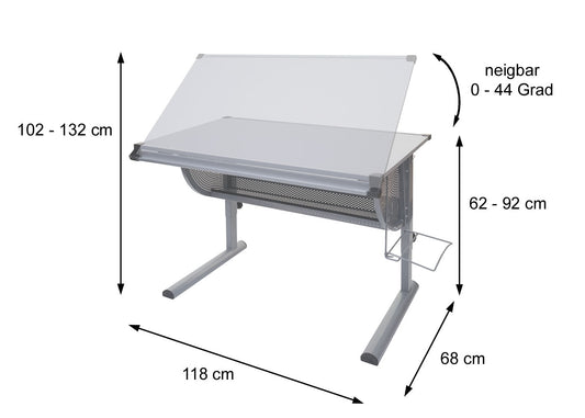 Cosmo Casa - Kinderbureau - Verstelbaar - Oxford - Grijs