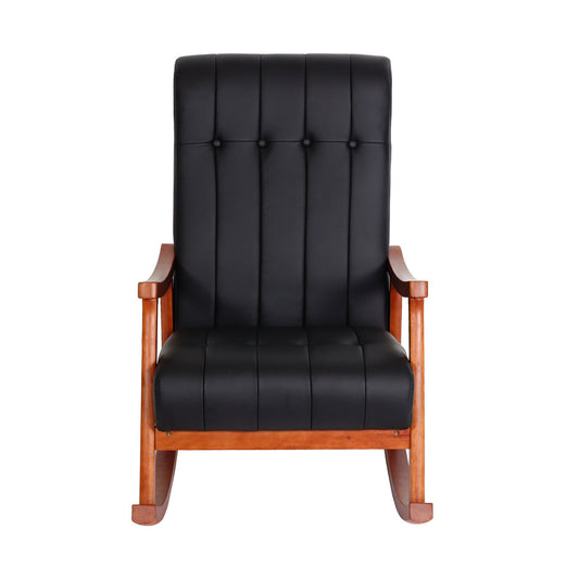 Cosmo Casa - Schommelstoel - Relax - Kunstleer - Zwart