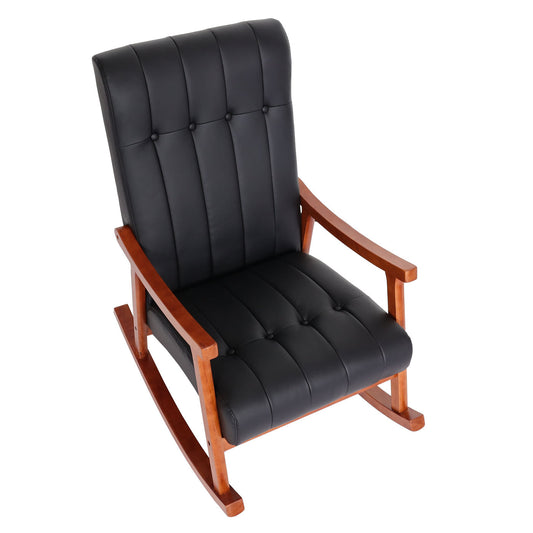 Cosmo Casa - Schommelstoel - Relax - Kunstleer - Zwart