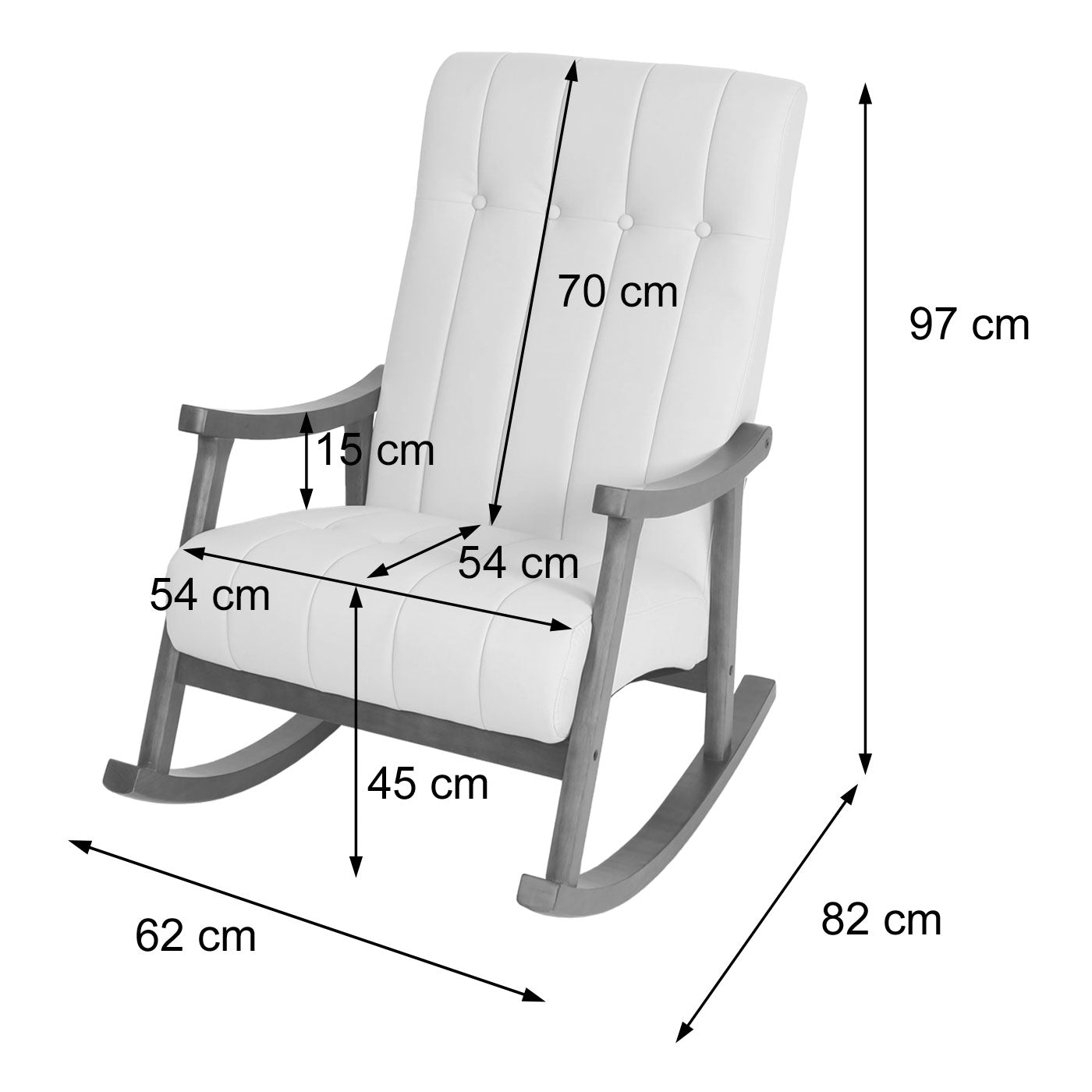 Cosmo Casa - Schommelstoel - Relax - Kunstleer - Crème