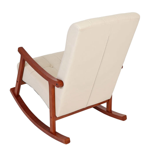 Cosmo Casa - Schommelstoel - Relax - Kunstleer - Crème