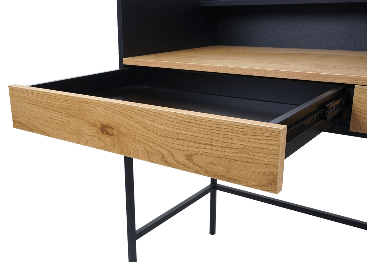 Cosmo Casa - Bureau - Computertafel/Werktafel met Lade - Eikenlook MDF & Metaal - 120×50 cm