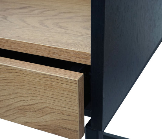 Cosmo Casa - Bureau - Computertafel/Werktafel met Lade - Eikenlook MDF & Metaal - 120×50 cm