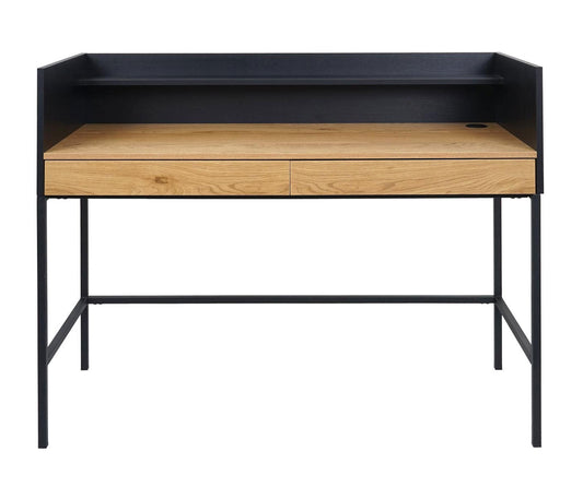 Cosmo Casa - Bureau - Computertafel/Werktafel met Lade - Eikenlook MDF & Metaal - 120×50 cm