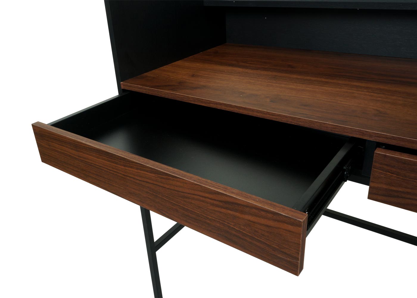 Cosmo Casa - Bureau - Computertafel/Werktafel met Lade - Walnootlook MDF & Metaal - 120×50 cm