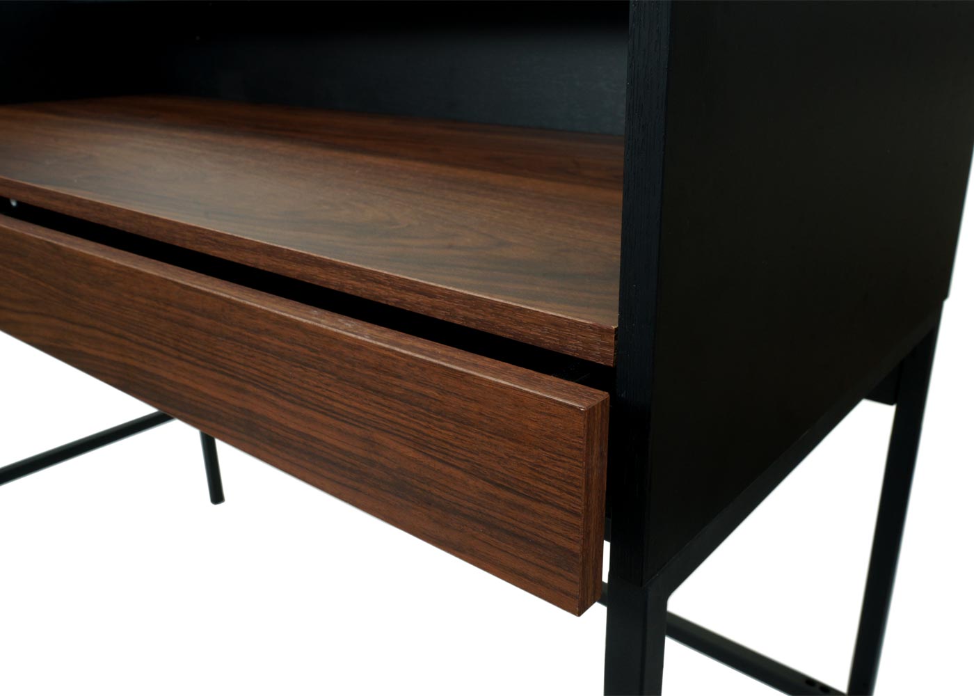 Cosmo Casa - Bureau - Computertafel/Werktafel met Lade - Walnootlook MDF & Metaal - 120×50 cm