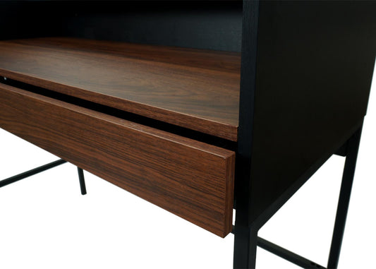 Cosmo Casa - Bureau - Computertafel/Werktafel met Lade - Walnootlook MDF & Metaal - 120×50 cm