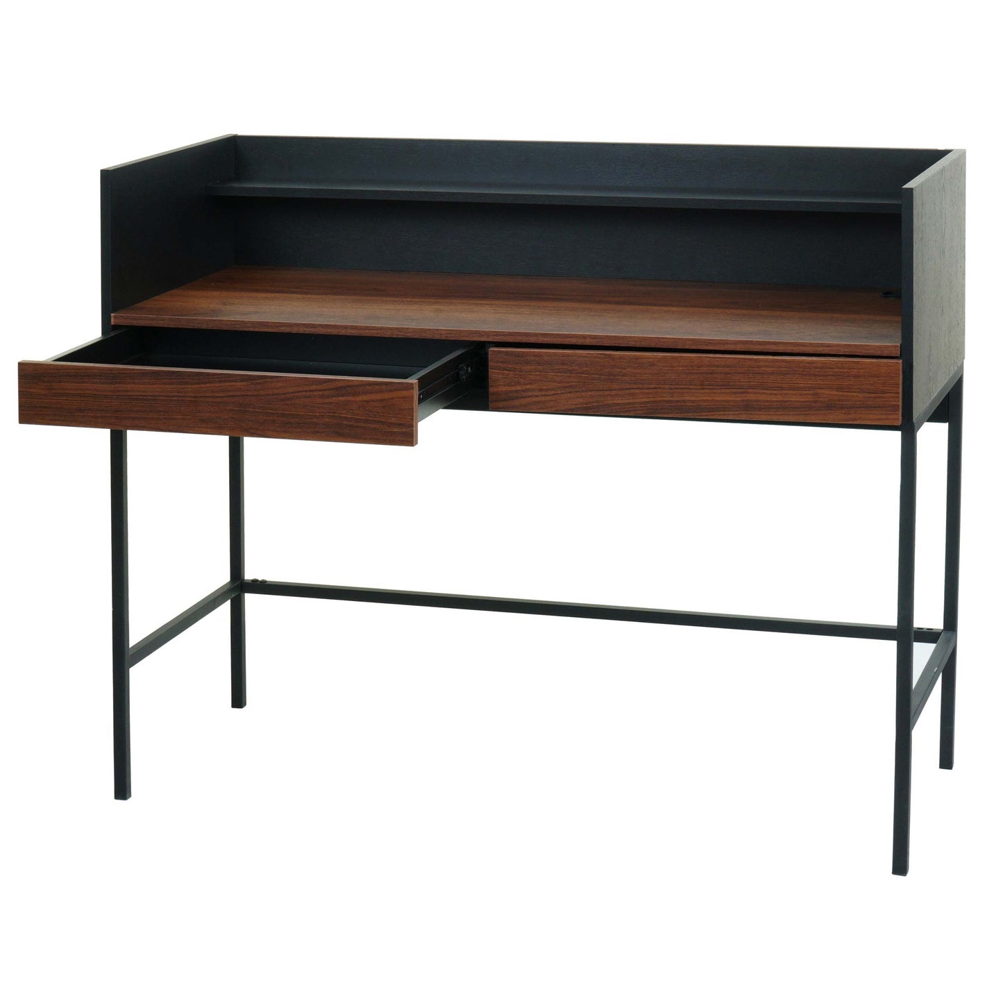 Cosmo Casa - Bureau - Computertafel/Werktafel met Lade - Walnootlook MDF & Metaal - 120×50 cm