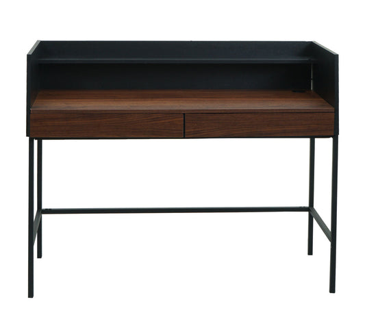 Cosmo Casa - Bureau - Computertafel/Werktafel met Lade - Walnootlook MDF & Metaal - 120×50 cm