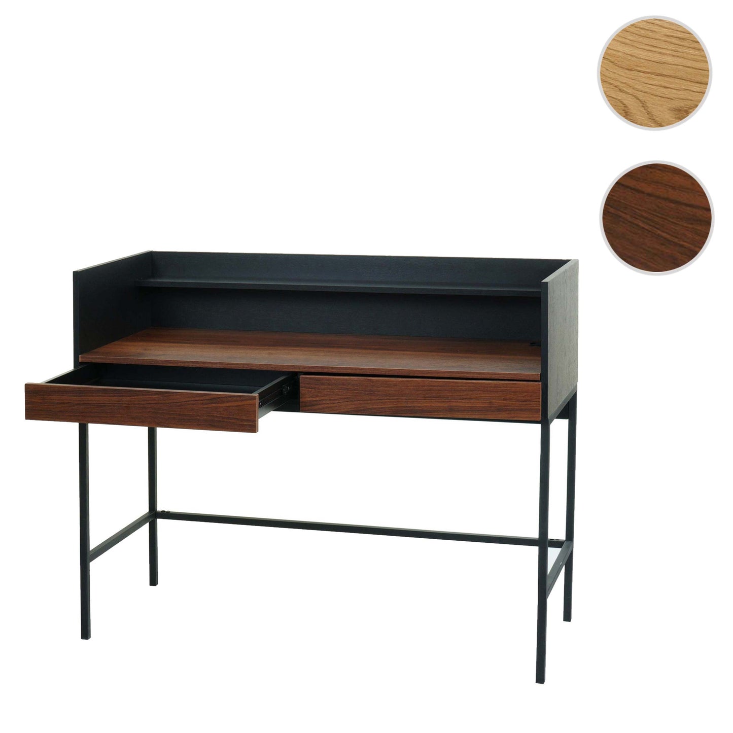 Cosmo Casa - Bureau - Computertafel/Werktafel met Lade - Walnootlook MDF & Metaal - 120×50 cm